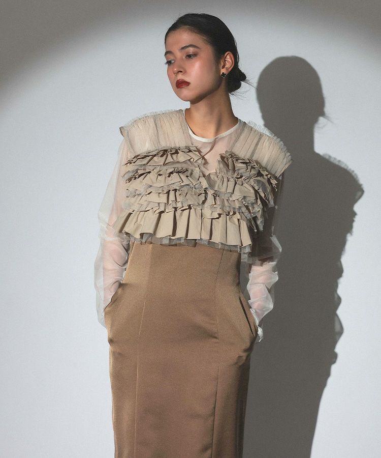 taffeta tulle vest set dress