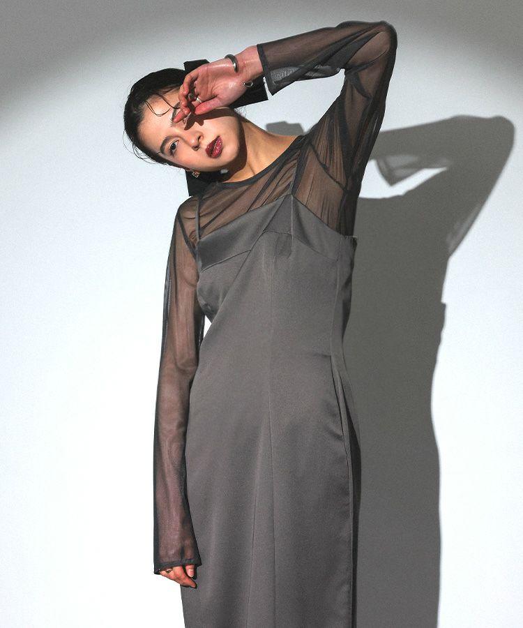 tulle vest & dress andresd 2点セット ANDRESD ドレス 「ZOZO限定」 back sheer gilet setup