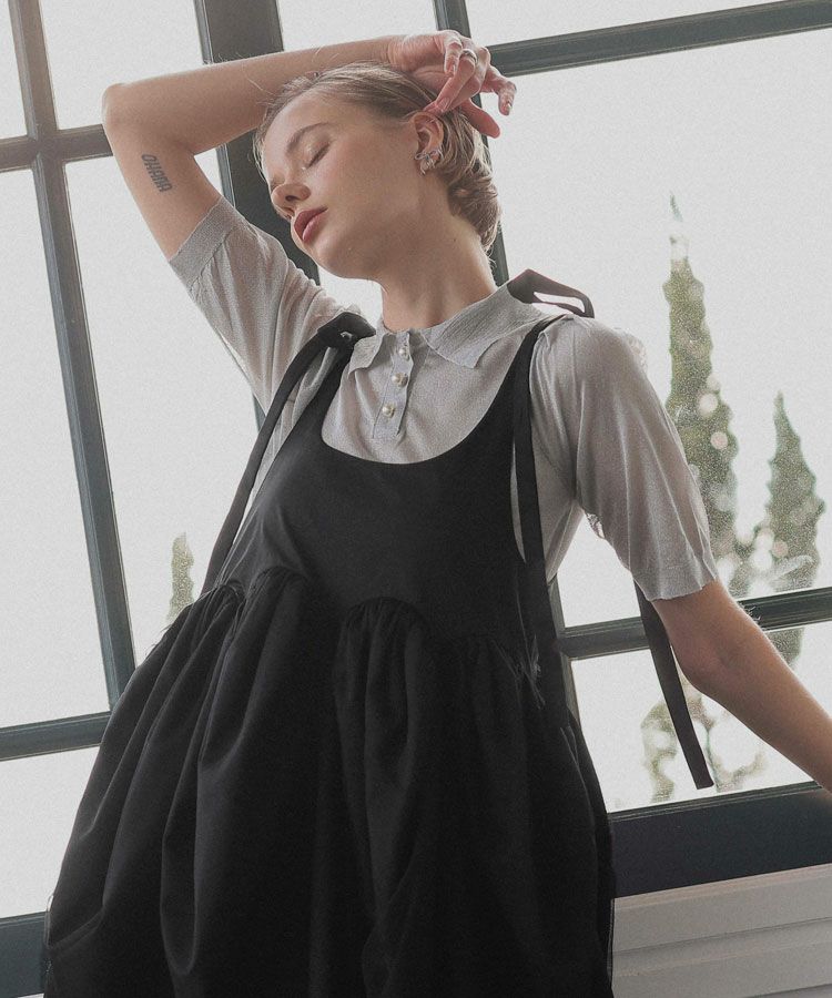 【CHICLINE】ドゥランド チューリップフローラルワンピース ラインフラワーチュールフリルワンピース｜PETAL ONLINE（ペタル
