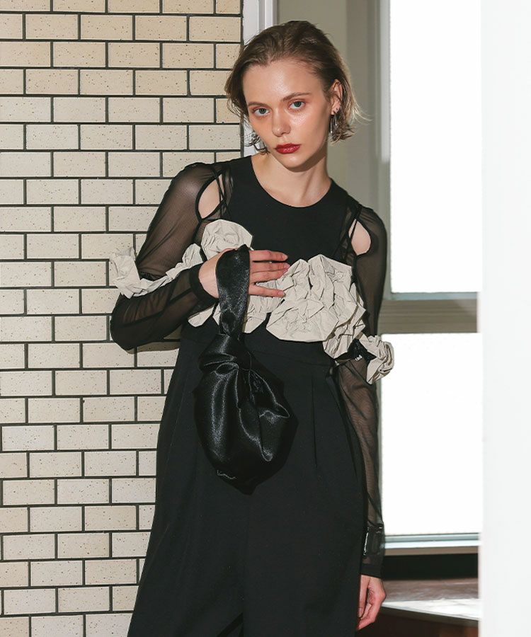 ruffled bustier pants dress
