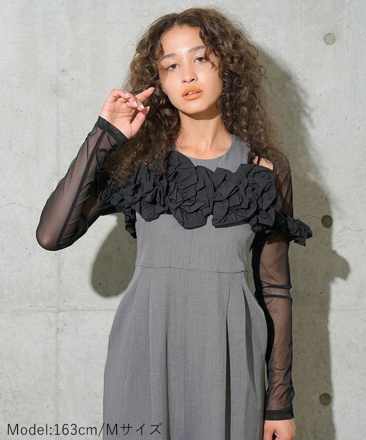 ruffled bustier pants dress[8FS]