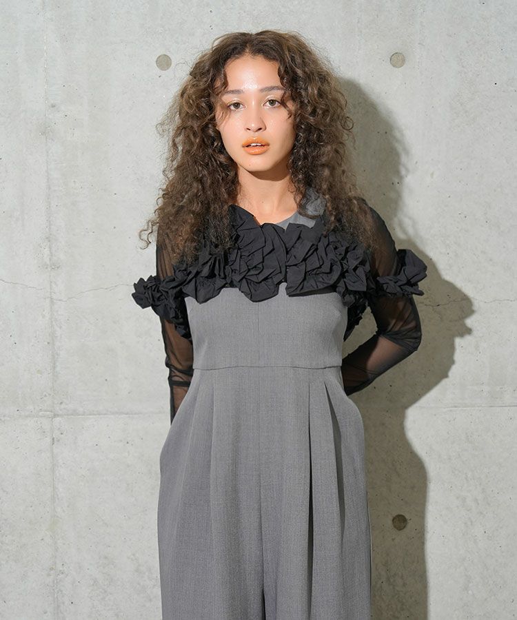 ruffled bustier pants dress[8FS]