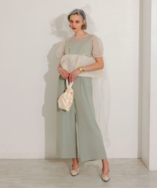 ruffled bustier pants dress