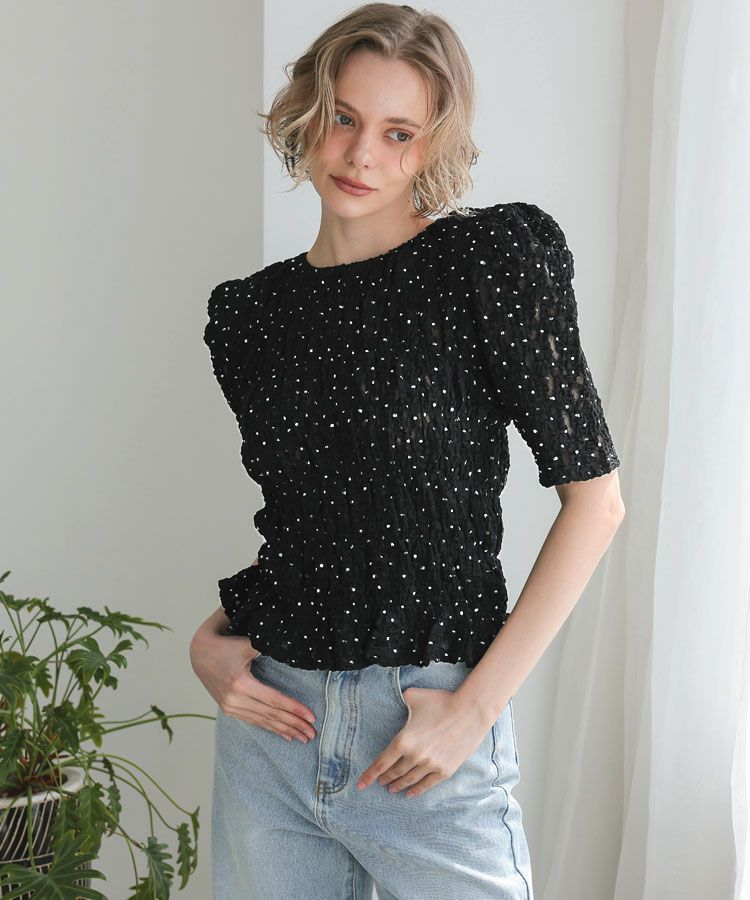 DONOBAN tシャツ パフショルダーレーストップス レディース