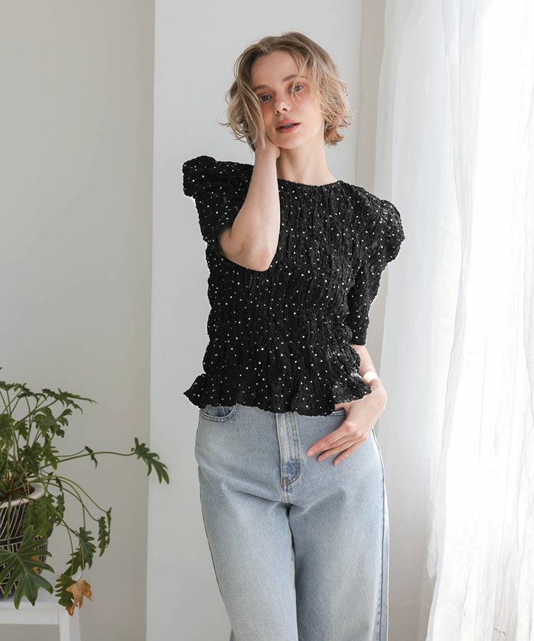 DONOBAN tシャツ パフショルダーレーストップス レディース