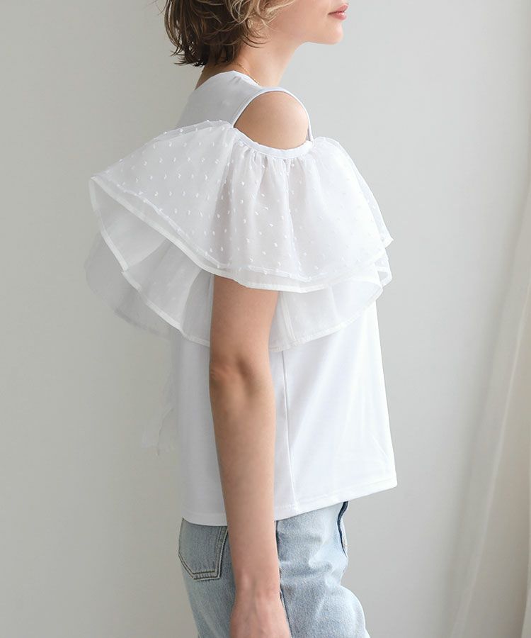 ドットフリルショルダーTee メール便