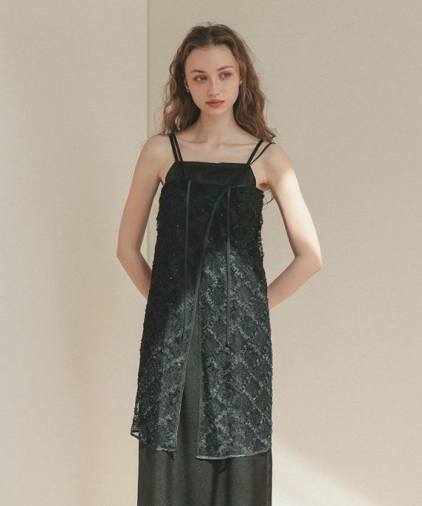 ruffled bustier pants dress