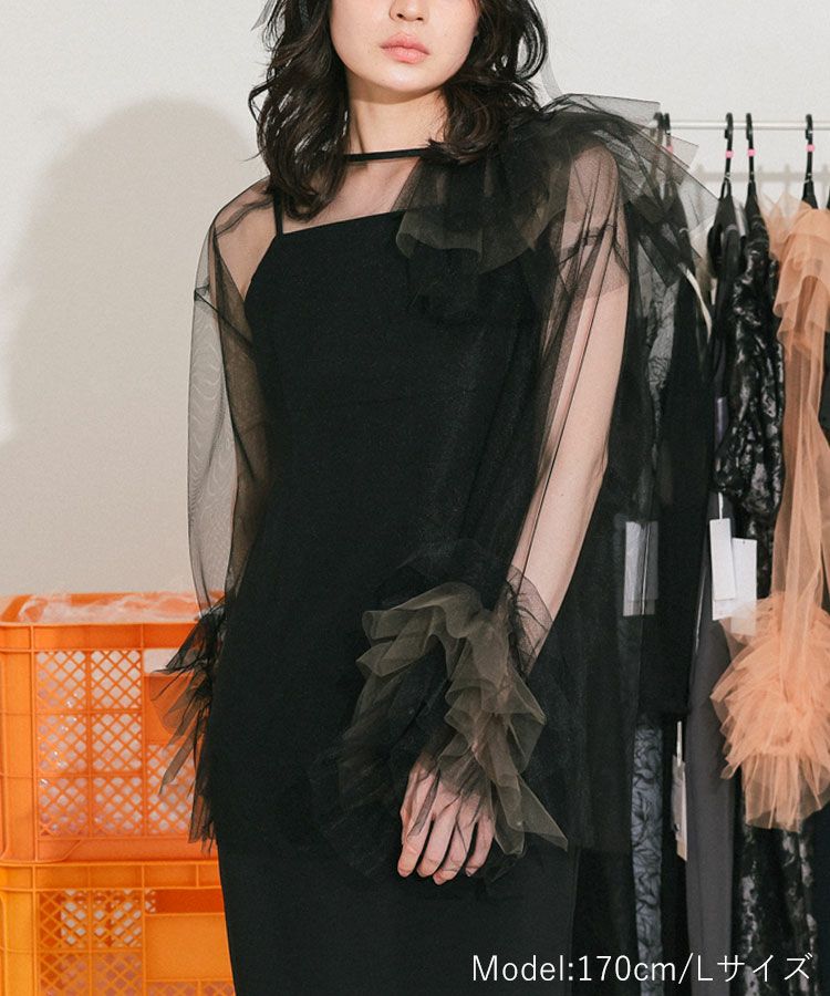 Andresd bloomingtulledressブラック チュール付きドレス blooming tulle dress ブルーミングチュールドレス（ドレス