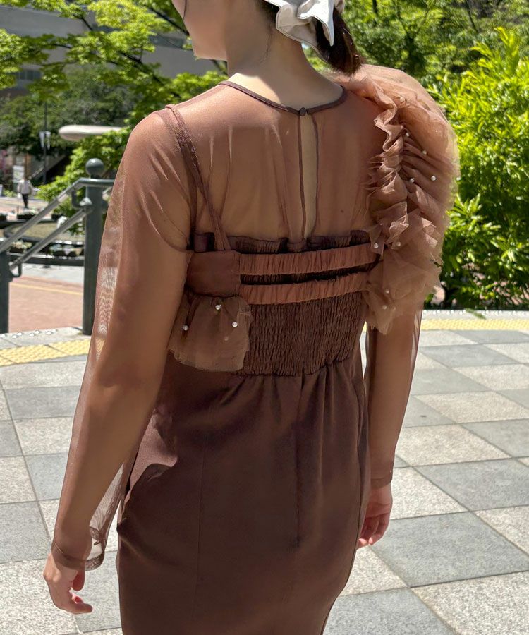 andresd pearl bustier dress ブラウン L pearl bustier dress