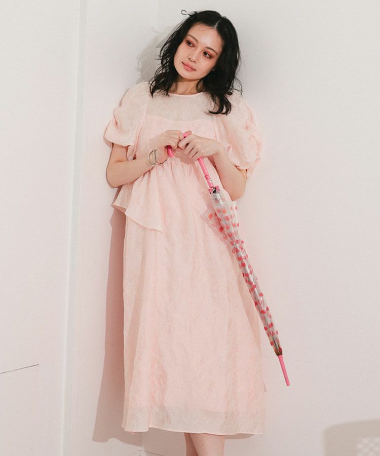 bubble sleeve jacquard dress