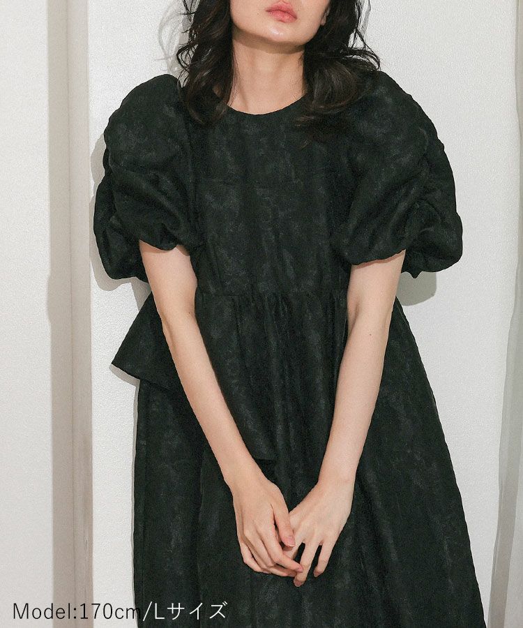 ワンピース ANDRESD bubble sleeve jacquard dress/M bubble sleeve jacquard dress | ANDRESD