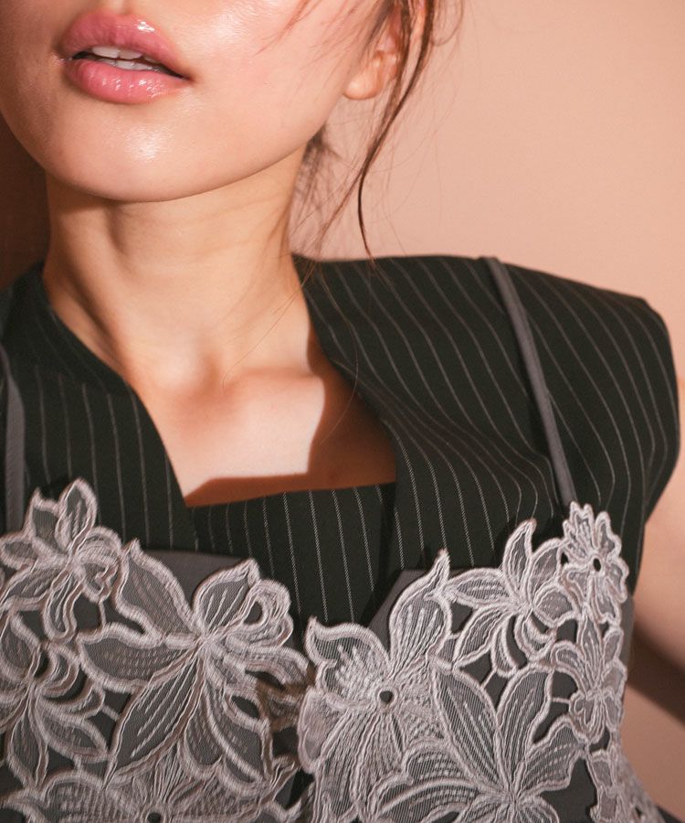 pinstripe sleeveless bustier dress[8FS]