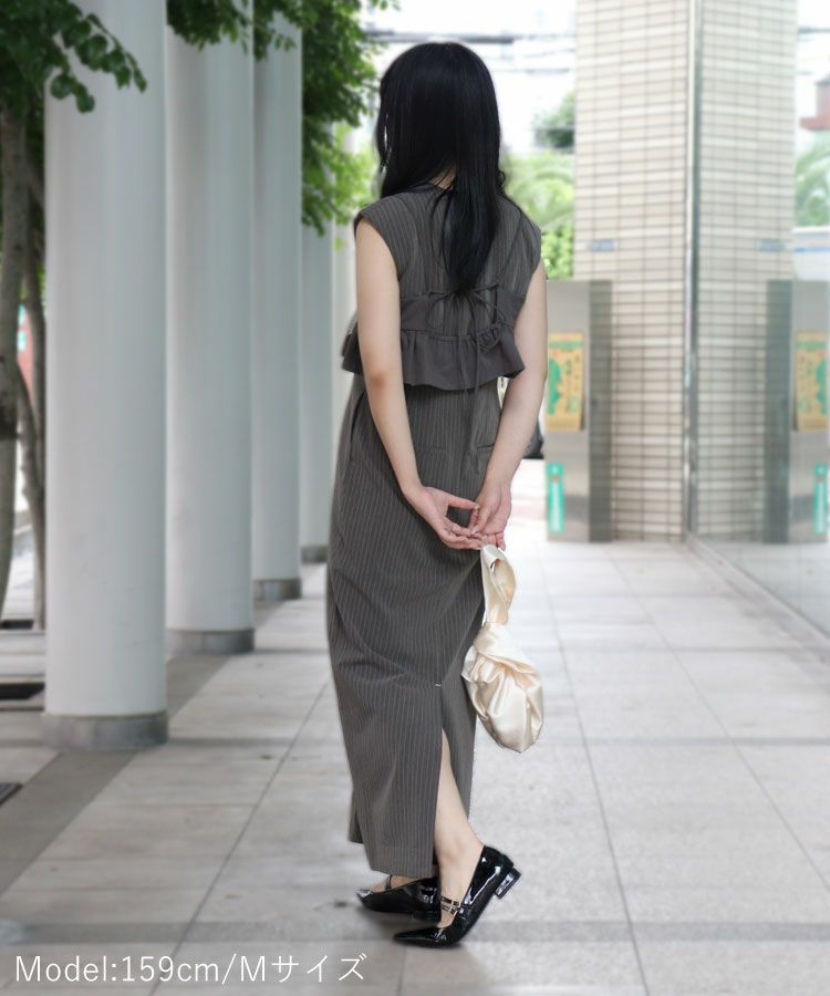 pinstripe sleeveless bustier dress