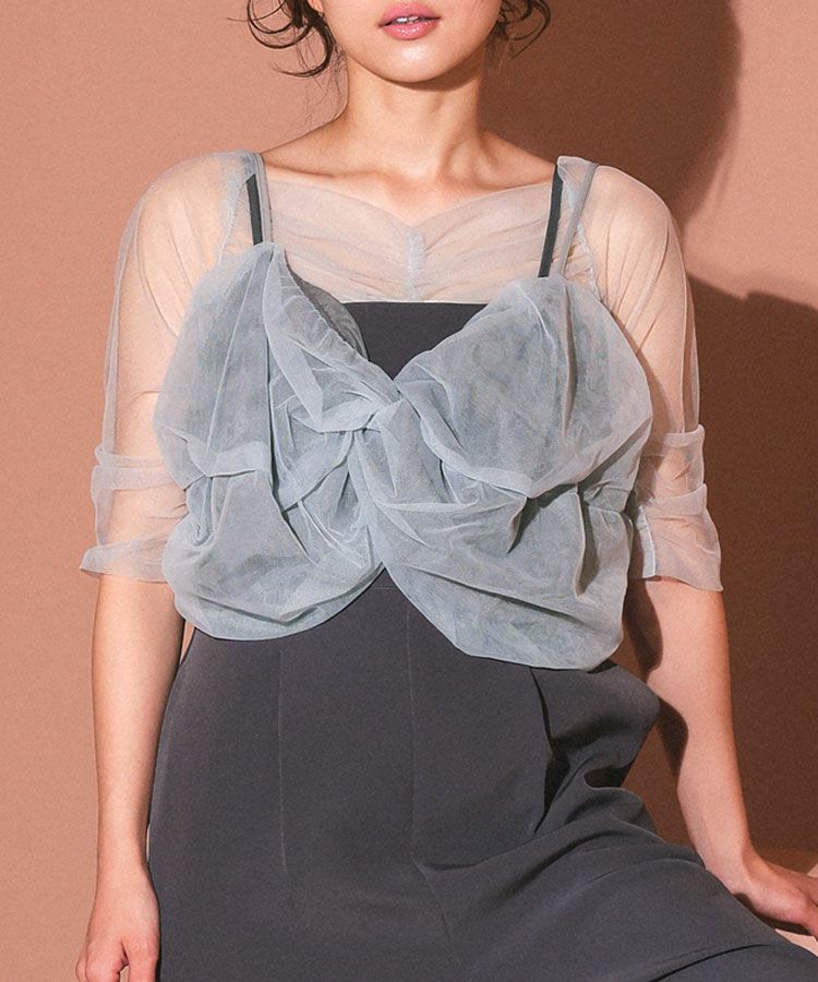 tシャツ 「ANDRESD」twisted bustier layered tops「ツイステッドビスチェレイヤードトップス」 レディース twisted bustier layered tops / ツイステッドビスチェ