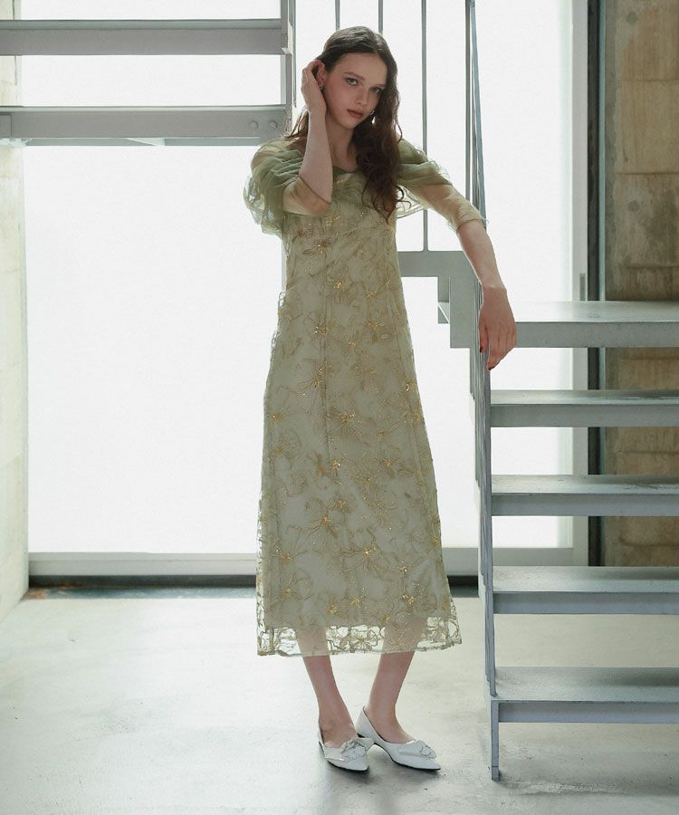 tulel drape spangle dress[8FS]
