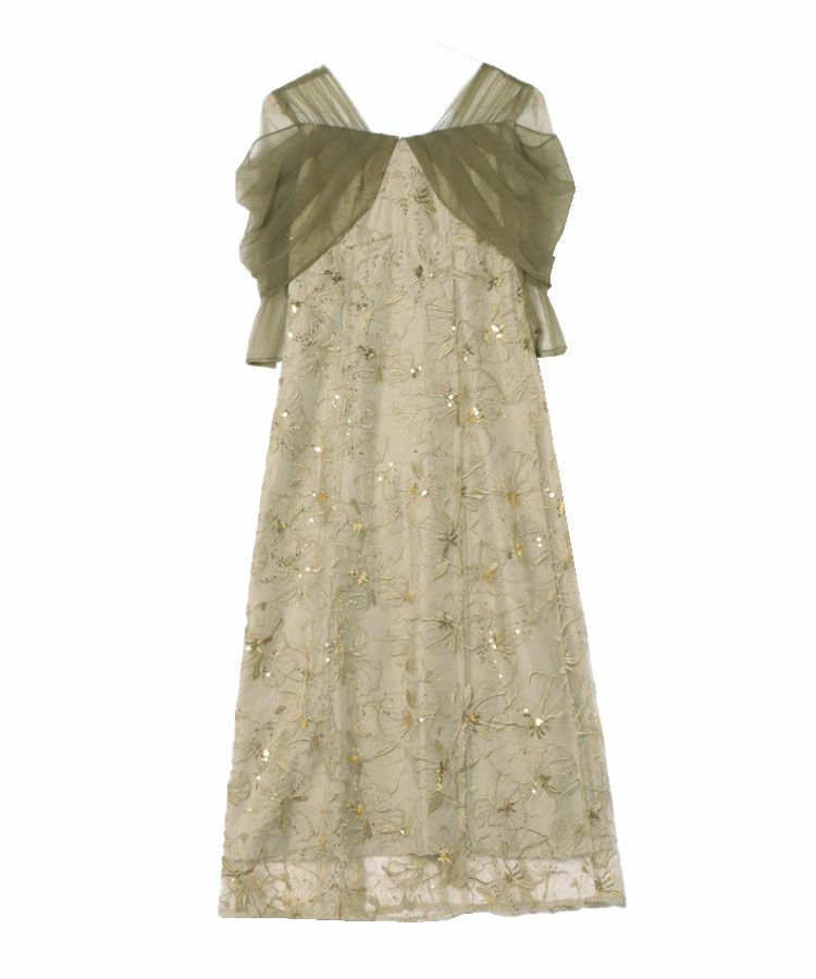 tulel drape spangle dress