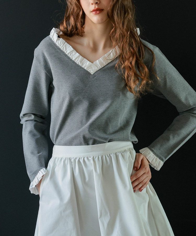 Vネックフリルトップス メール便
