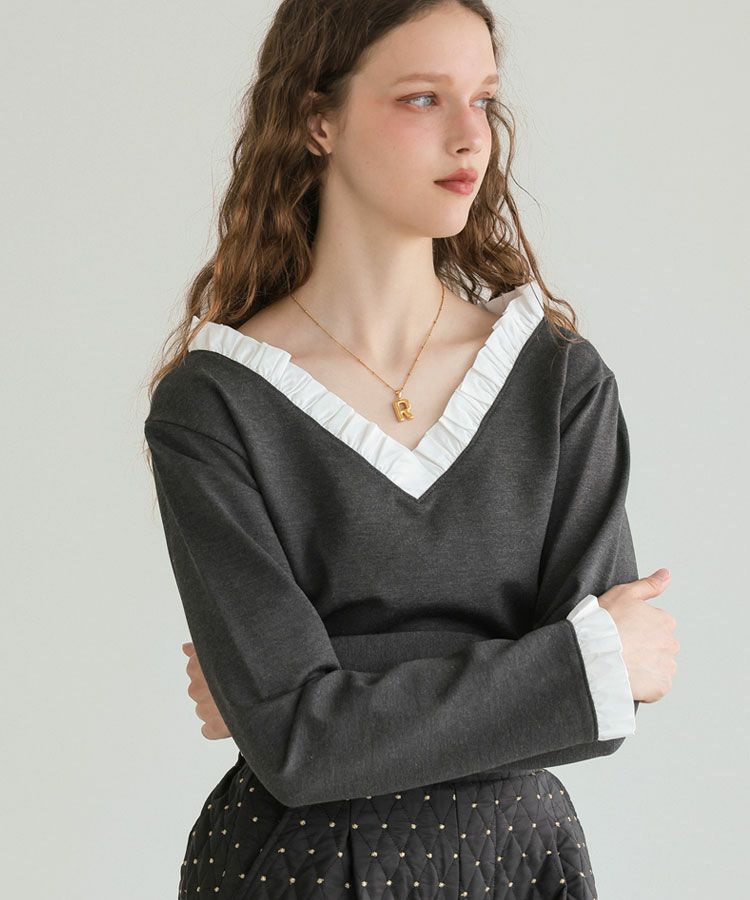 黒 フリル袖 Vネック トップス 楽天市場】〔カ〕 トップス Tシャツ レディース 春 秋 長袖 V