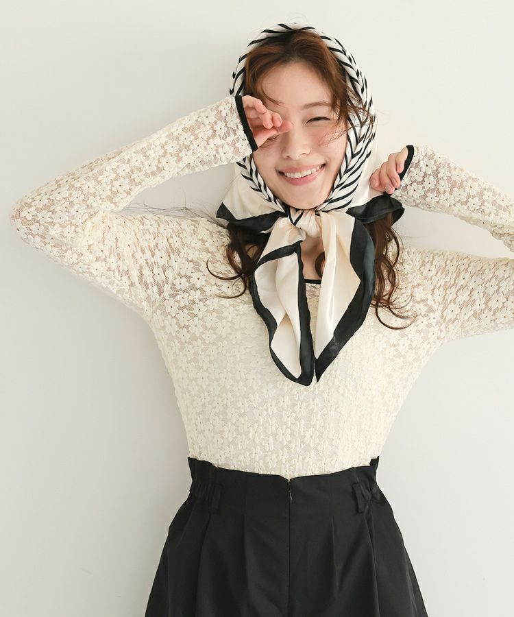 M'S GRACY*Instagram掲載*フラワーレースボーダーカットソー M'S GRACY*Instagram掲載*フラワーレースボーダーカットソー