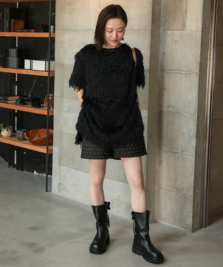 【新品】アトリエまりこ　シックな黒色のチュニック モンスターチュニック