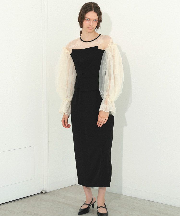 draped bustier flocky dress[8FS]
