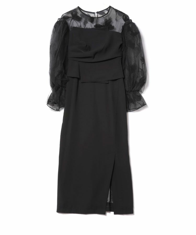 draped bustier flocky dress[8FS]