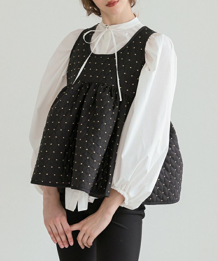 ドットキルティングフレアトップス