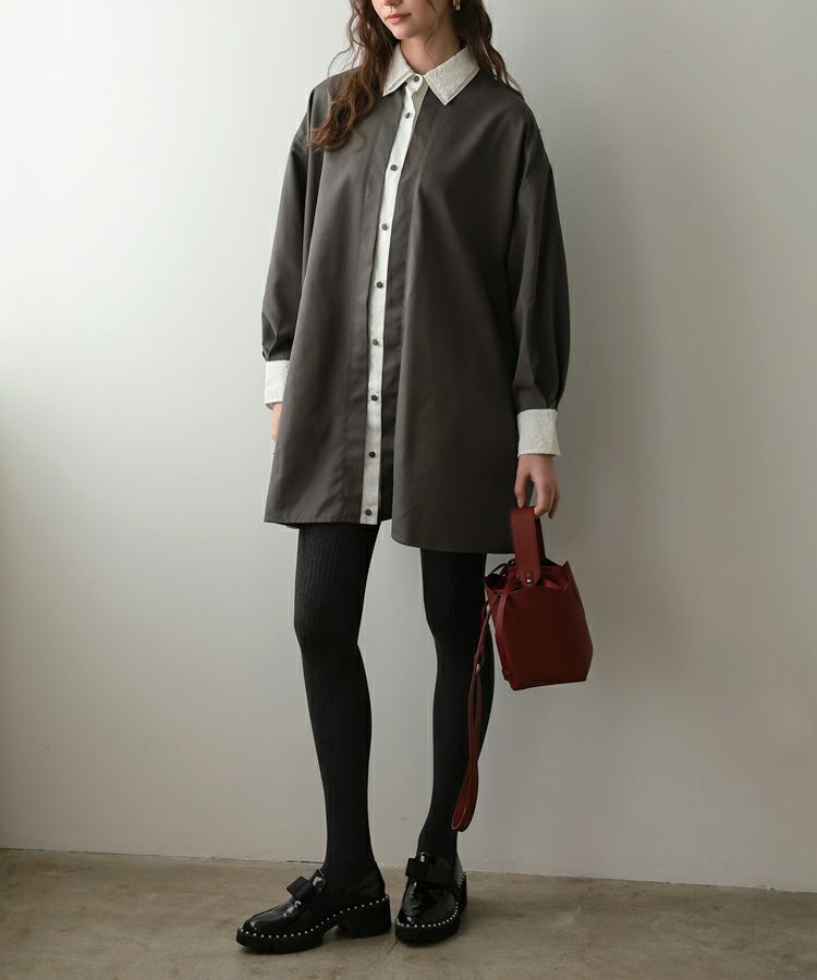 Donoban ダブルカラーシャツワンピース