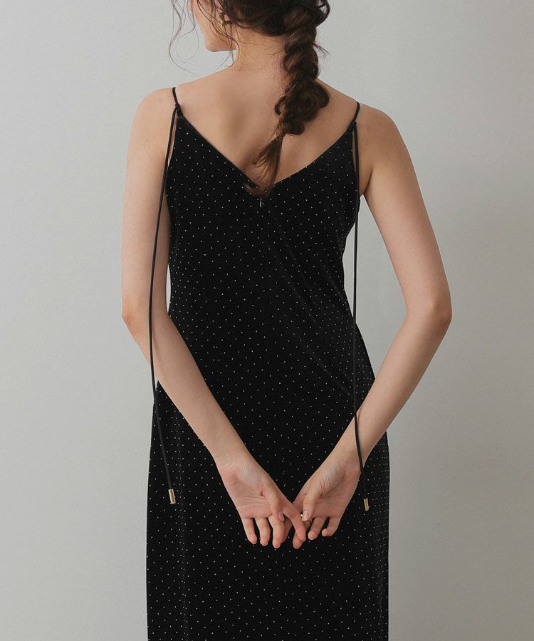 curved square velour dress