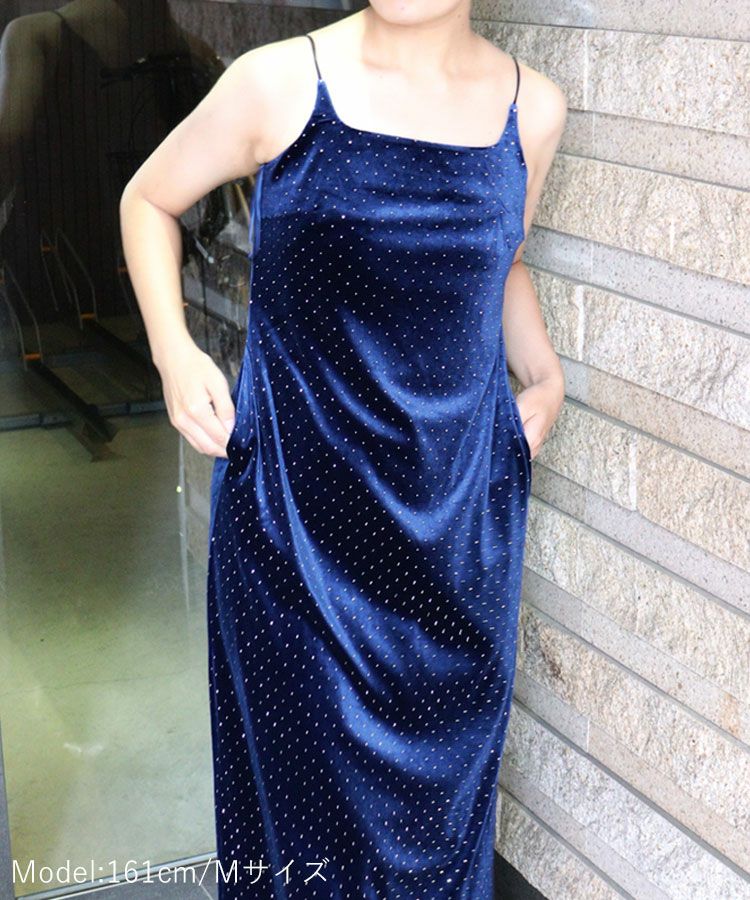 curved square velour dress[8FS]