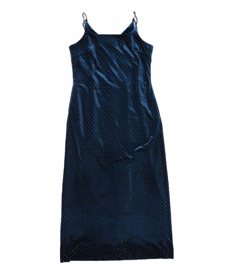 curved square velour dress