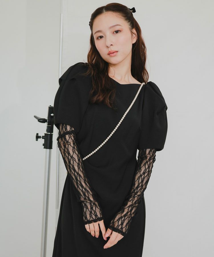 lace arm drepe dress