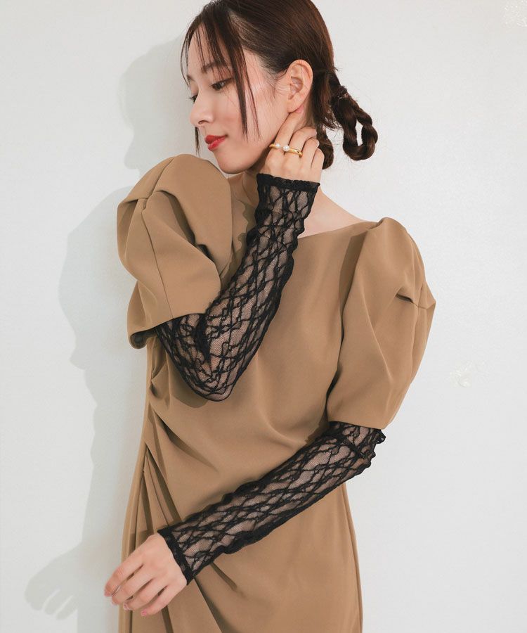 lace arm drepe dress