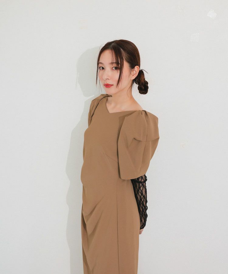 lace arm drepe dress