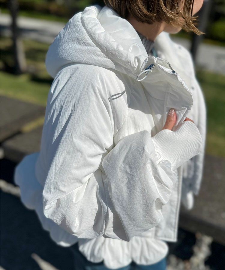 【アキロン×Donobanコラボ】2wayスカラップベンチコートホワイトロング丈 2wayスカラップベンチコート[C][8FS]