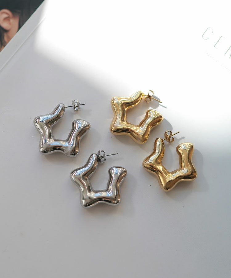 ぷっくりスターピアス