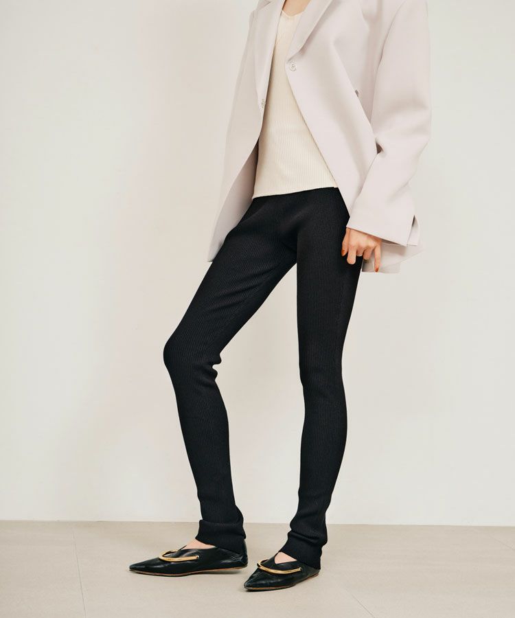 null. ルーズヘムリブニットレギンス