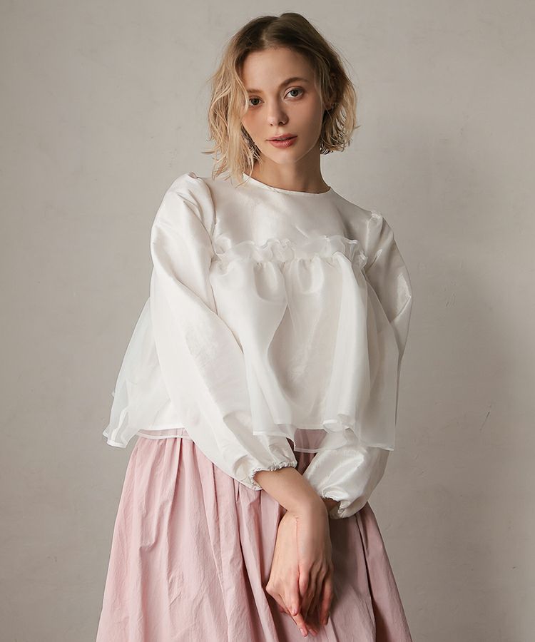 シャイニーエアリーフリルトップス