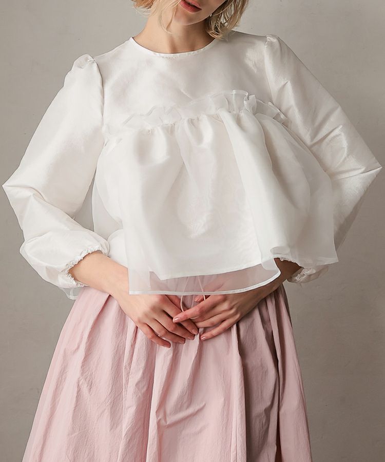 シャイニーエアリーフリルトップス