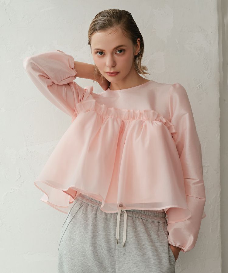 シャイニーエアリーフリルトップス