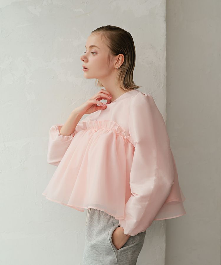 シャイニーエアリーフリルトップス